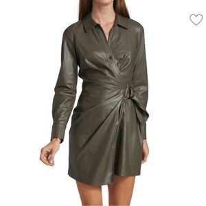 Camryn Faux Leather Wrap Dress